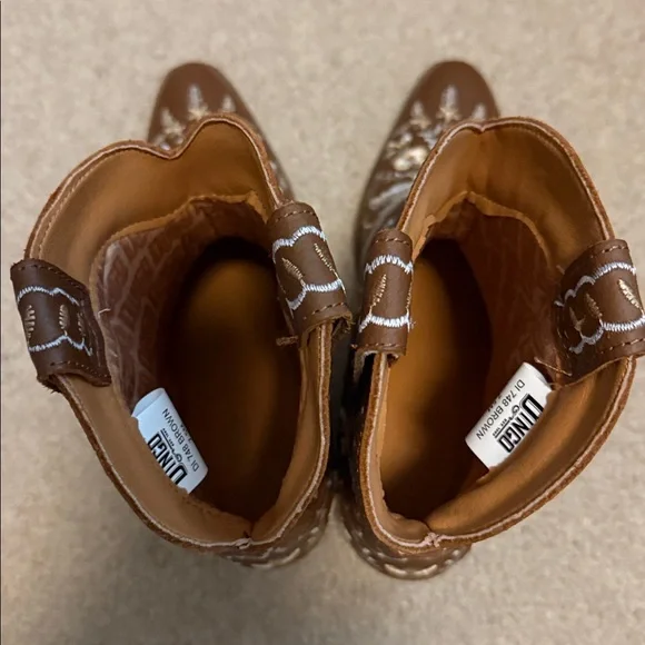 Dingo Brown and White Embroidered Heeled Boots - Picture 7 of 10